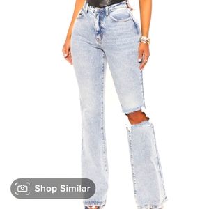 22W Fashion Nova Such a Mood Ripped Flare Jeans